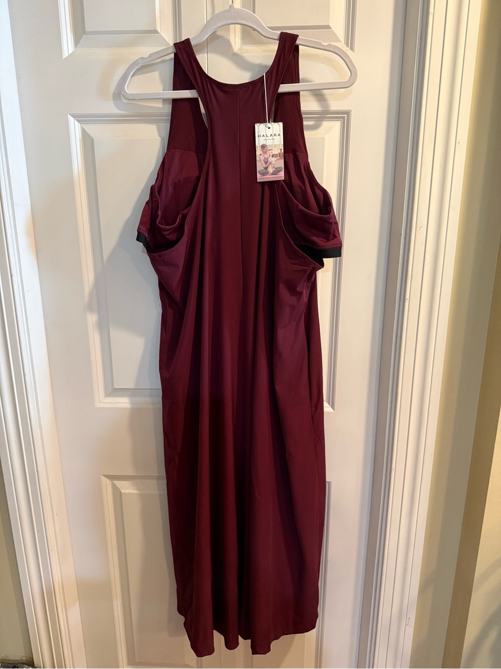HALARA Cold-Shoulder High-Low Midi Dress - Burgundy - Picture 6 of 7